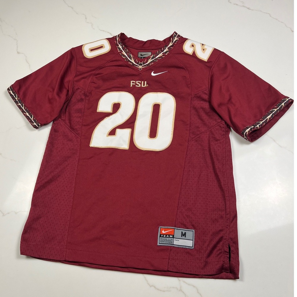 Nike FSU Football Jersey Mens Medium Garnet Red Number 20 Seminoles NCAA
